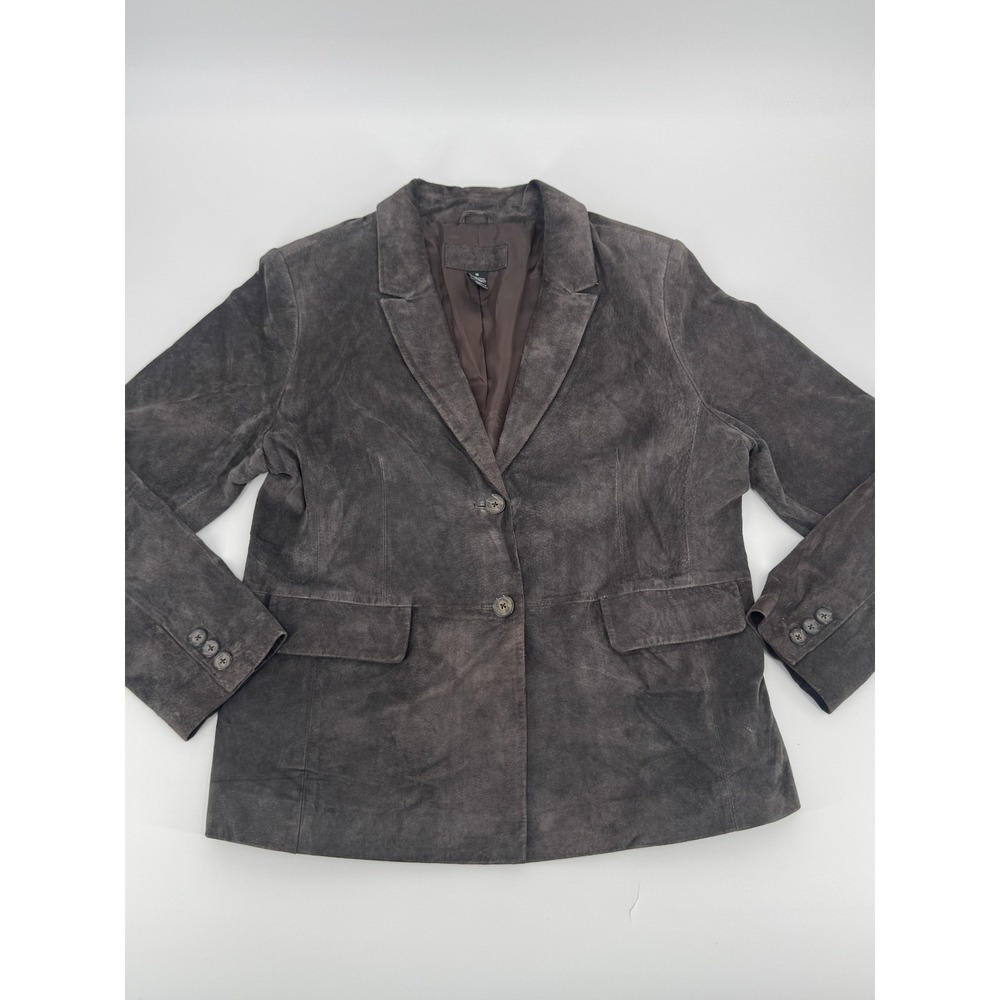 Jaclyn Smith Classic Blazer Jacket Womens 18 Brown Leather Lined Formal Business